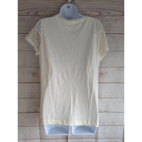 Van Heusen Womens White Top- Floral Lace Front L NWT - Picture 2 of 6